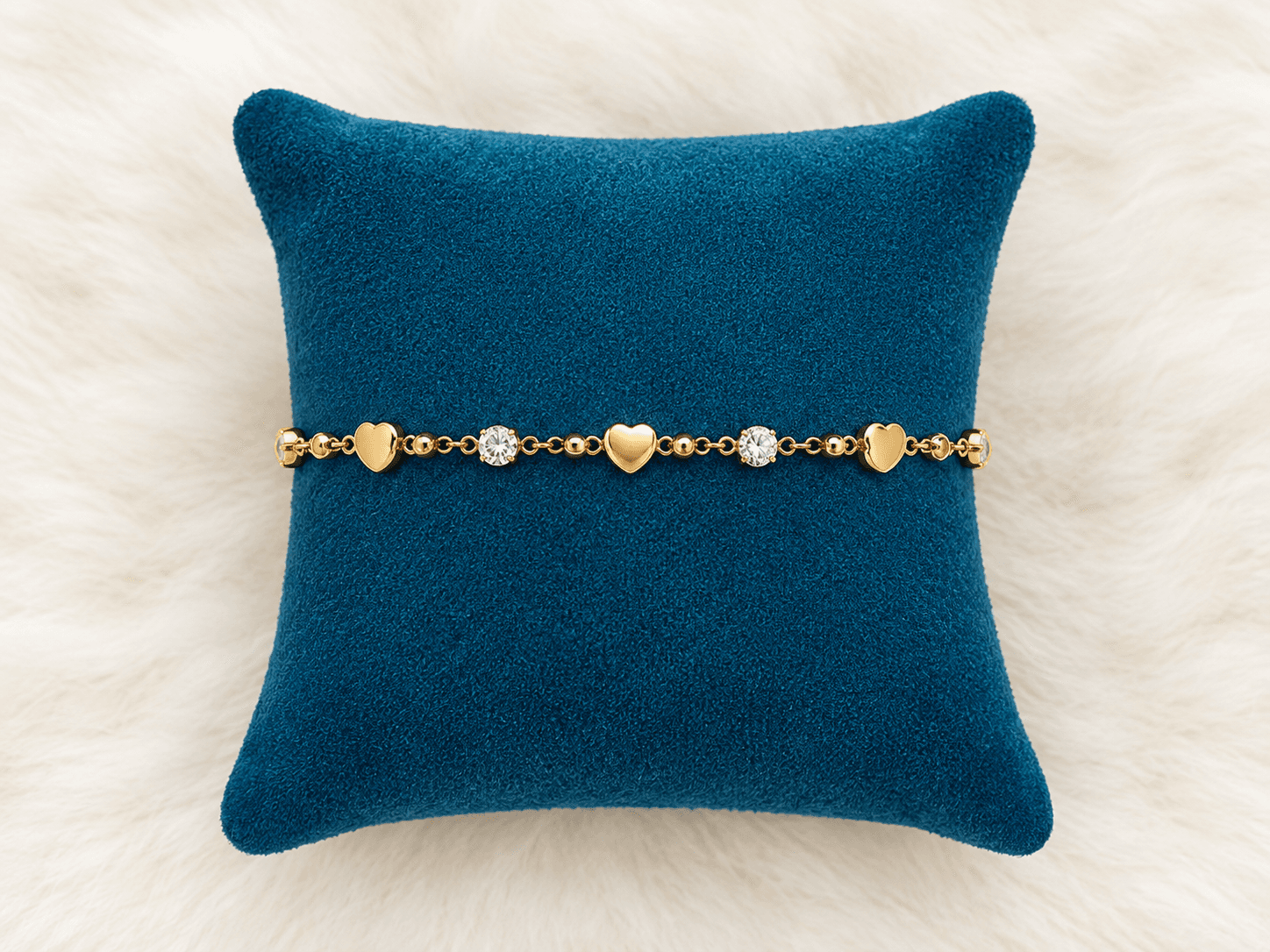 Golden Heart & Crystal Station Bracelet