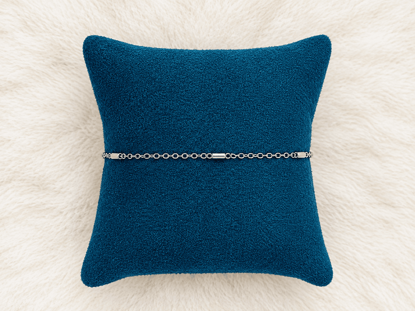 Silver Cylinder Station Cable Chain Bracelet