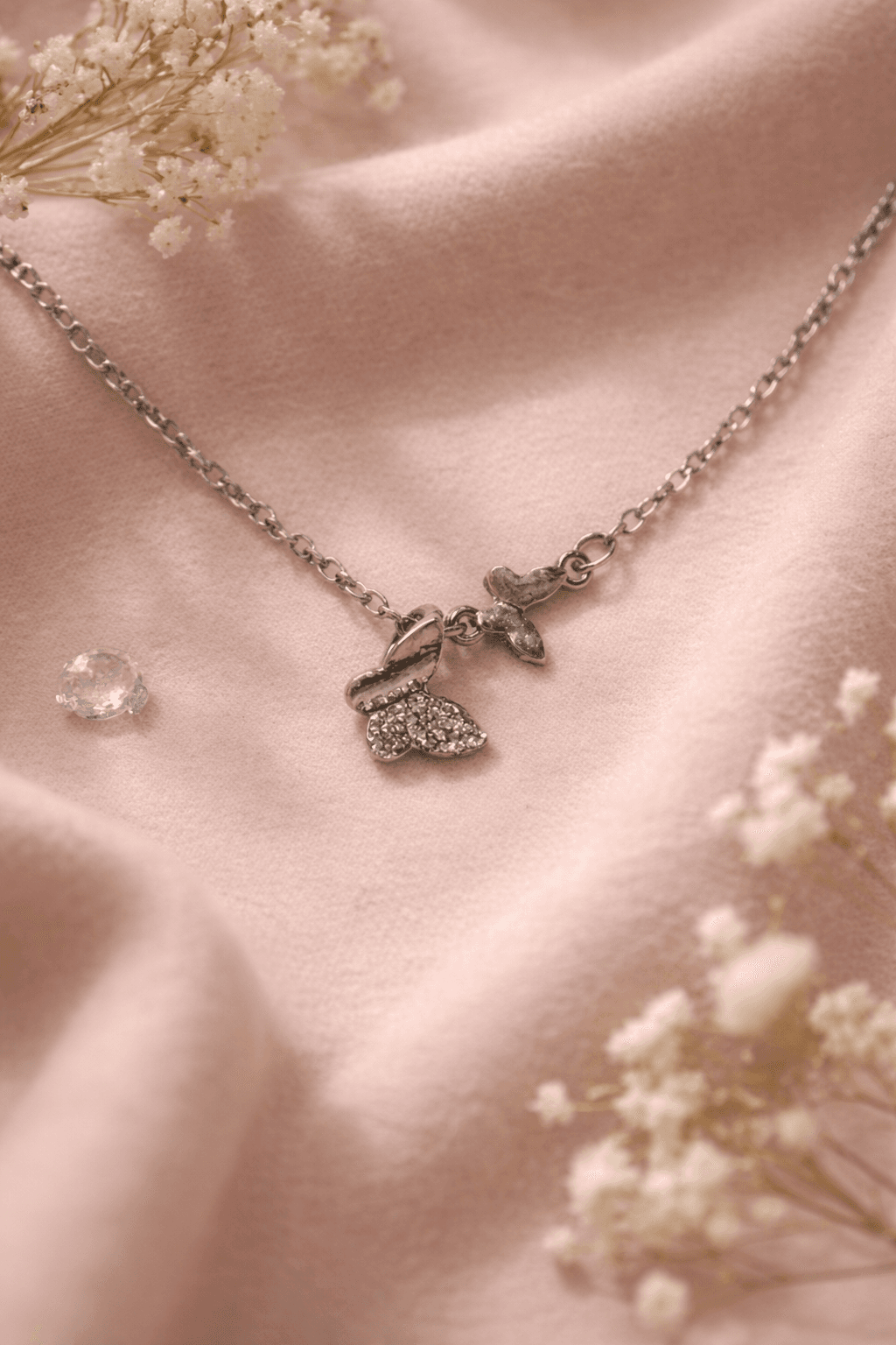 Sparkling Twin Butterfly Pendant