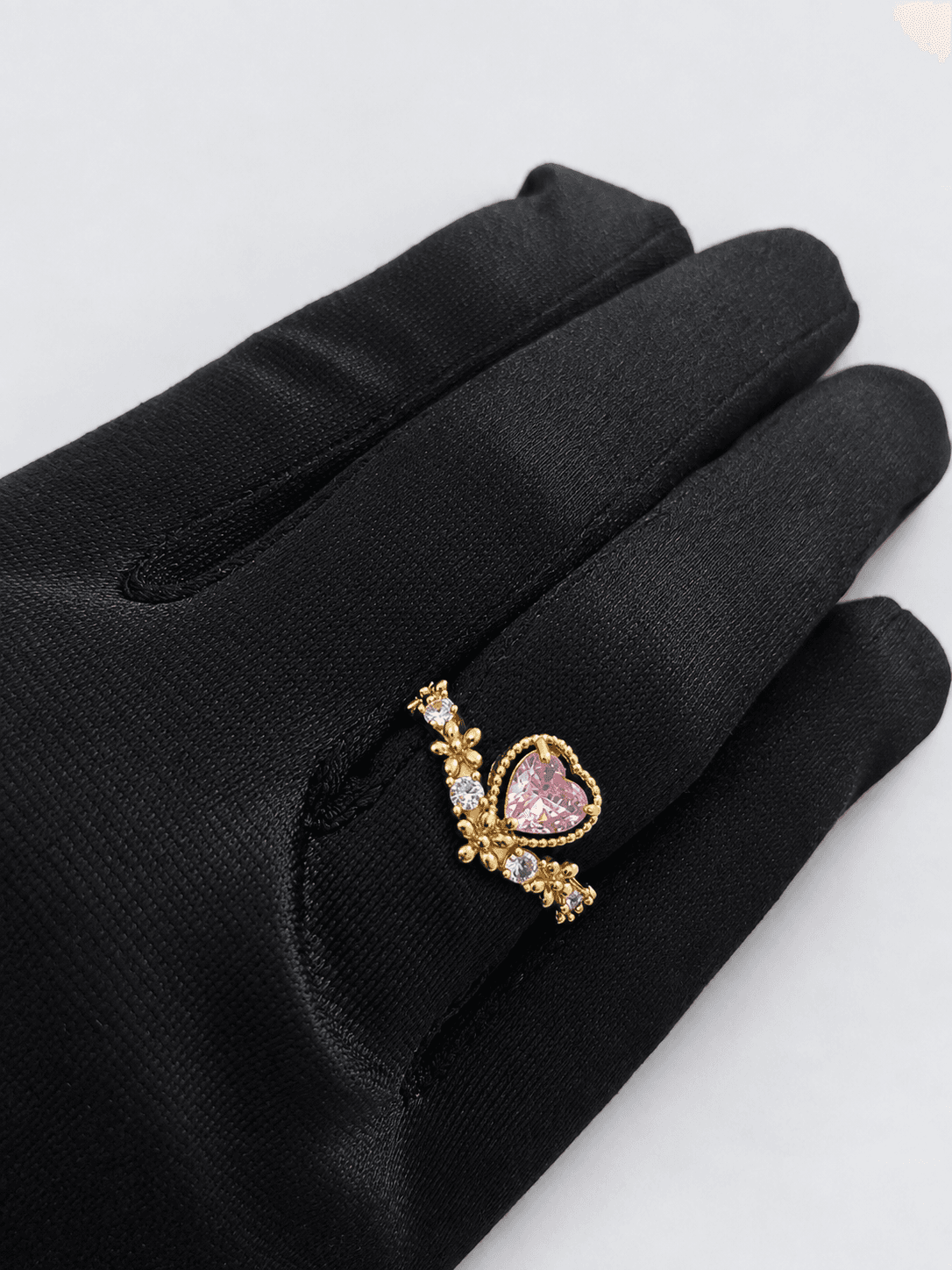 Blush Pink Heart Tiara Statement Ring(Adjustable)