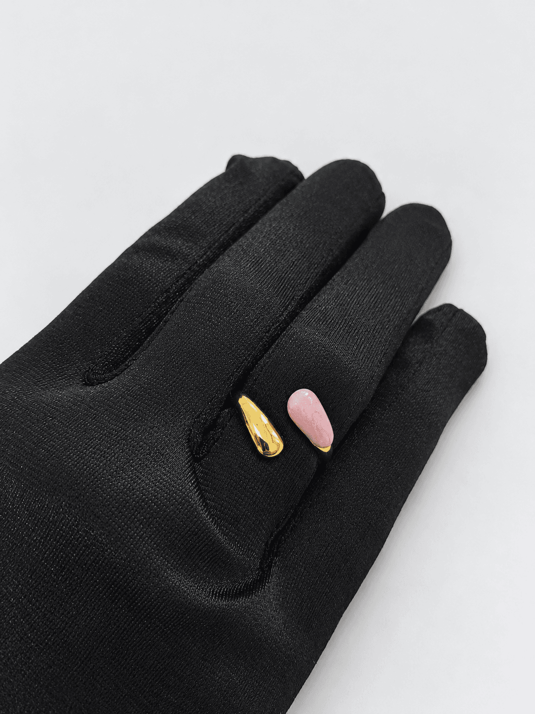 Abstract Teardrop Pink Opal Bypass Ring(Adjustable)
