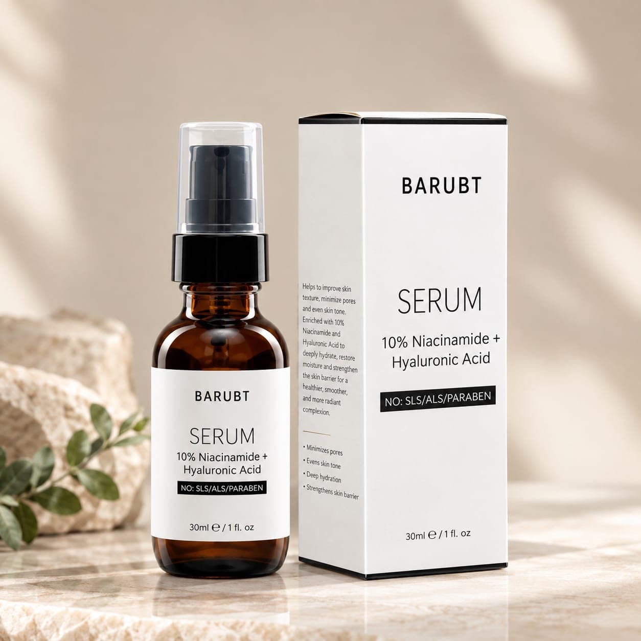 BARUBT 10% Niacinamide + Hyaluronic Acid Face Serum (30ml)